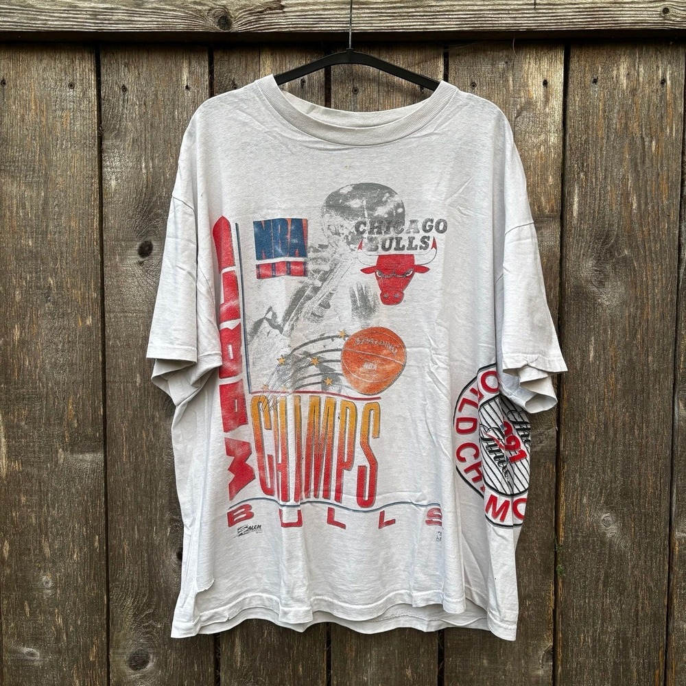 1991 Chicago Bulls World Champs Salem Tee XXL USA Single Stitch Vintage NBA